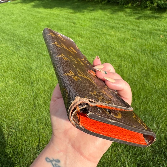 Louis Vuitton Brown Monogram Wallet with Orange Accents - Picture 9 of 13